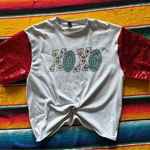 Upcycled Sequin Sleeve Tee